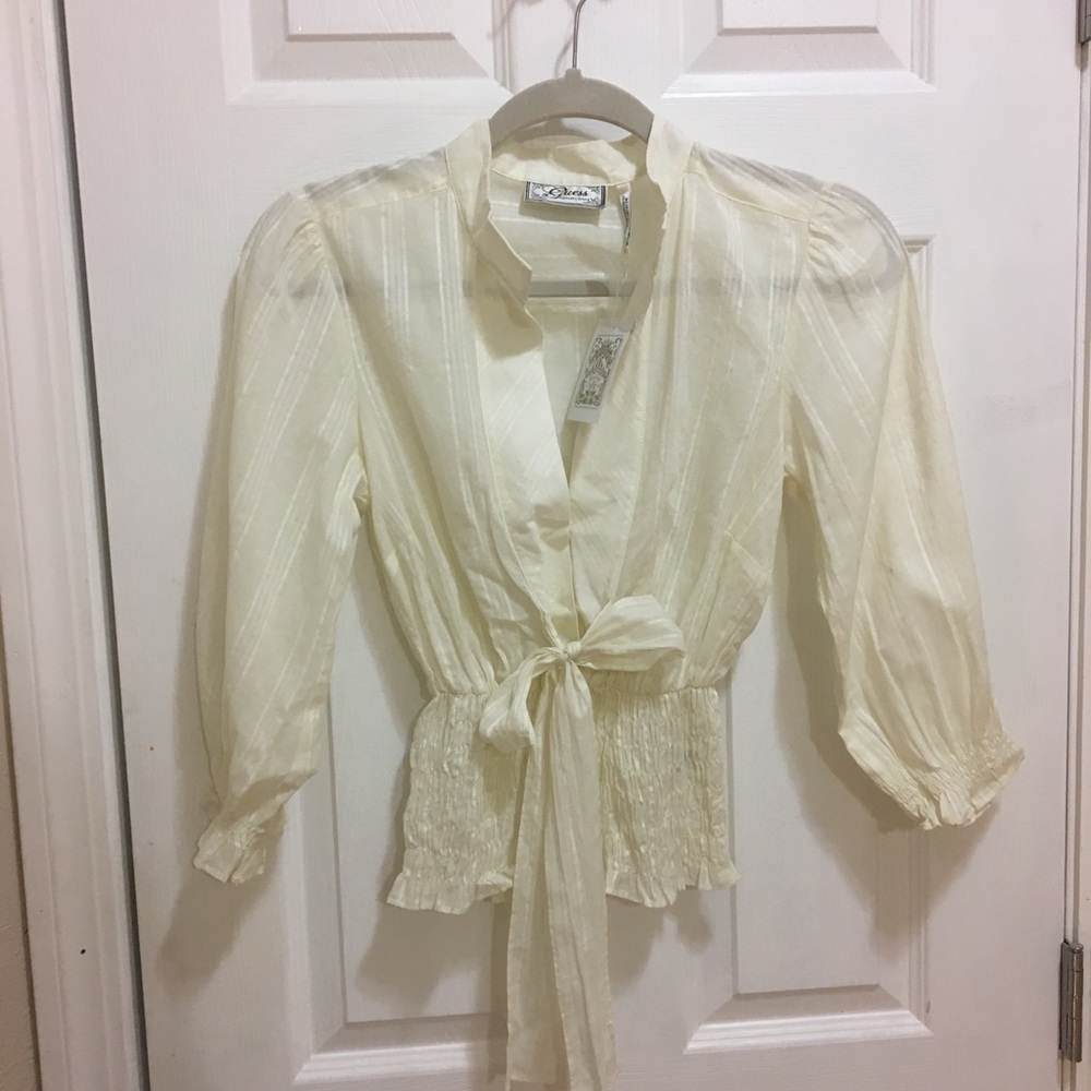 Guess Smocked Top - Ivory/Cream